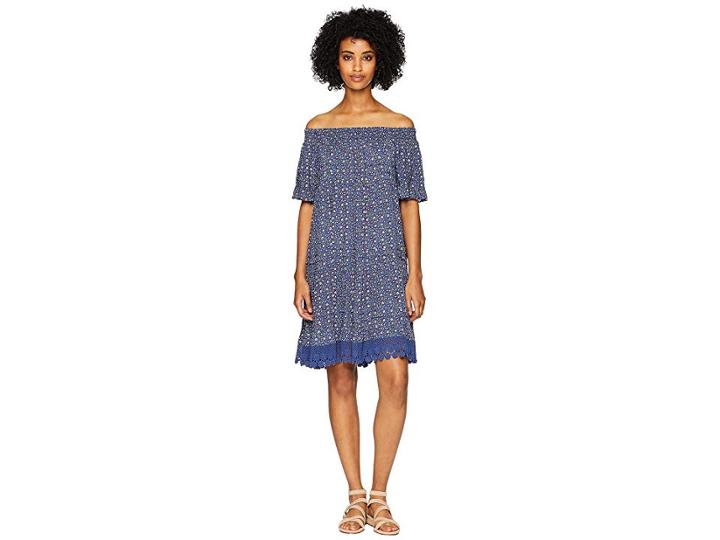 Tory Burch Swimwear Wild Pansy Dress Cover-up (navy Wild Pansy) Women's Swimwear