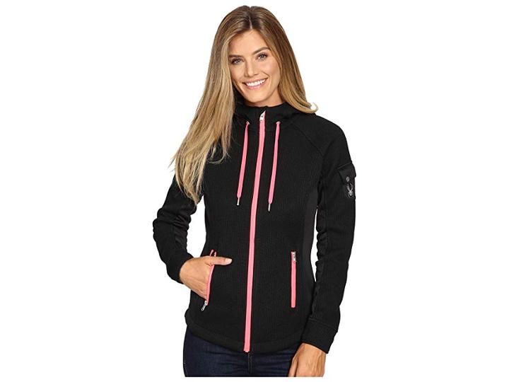Spyder Ardent Full Zip Hoodie Mid Weight Core Sweater (black/weld/bryte Pink) Women's Sweatshirt