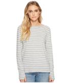 Michael Stars Madison Brushed Stripe Scoop Neck Long Sleeve Top (heather Grey/chalk) Women's Clothing