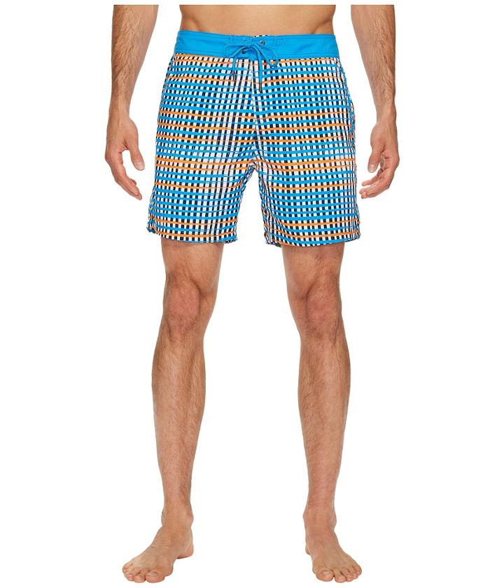 Mr. Swim Flat Plaid Printed Chuck Boardshorts (orange) Men's Swimwear