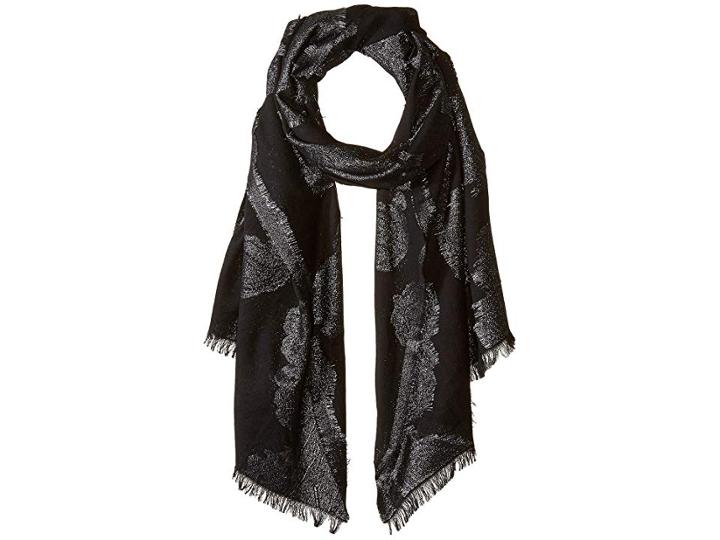 Michael Michael Kors Metallic Paisley Oblong (black/silver) Scarves