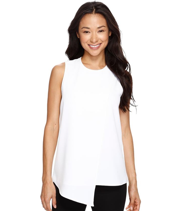 Karen Kane Asymmetric Sleeveless Top (off-white) Women's Clothing