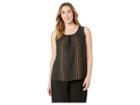 Anne Klein Plus Size Florentine Dot Shirred Neck Shell (anne Black/vicuna) Women's Clothing