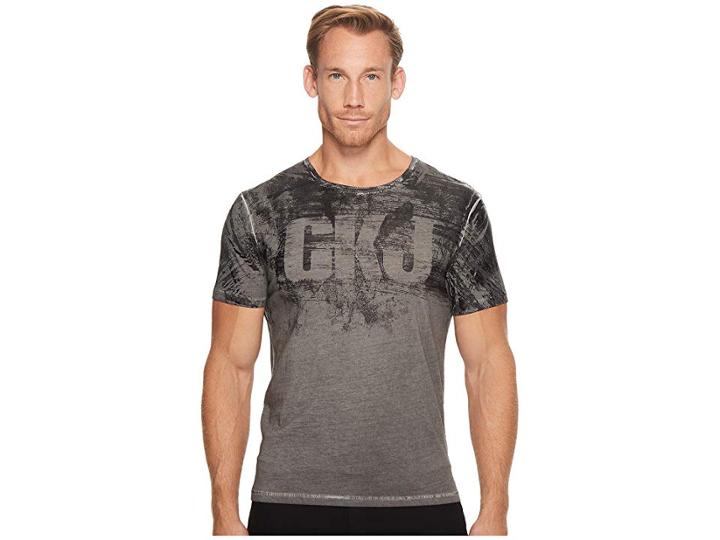 Calvin Klein Jeans Ckj Distressed Logo Cold Pigment Tee (storm Grey) Men's T Shirt