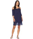 Tommy Bahama Cotton Modal Cold-shoulder Dress Cover-up (mare Navy) Women's Swimwear