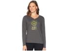 Life Is Good Scary Happy Crusher Vee Long Sleeve T-shirt (night Black) Women's T Shirt