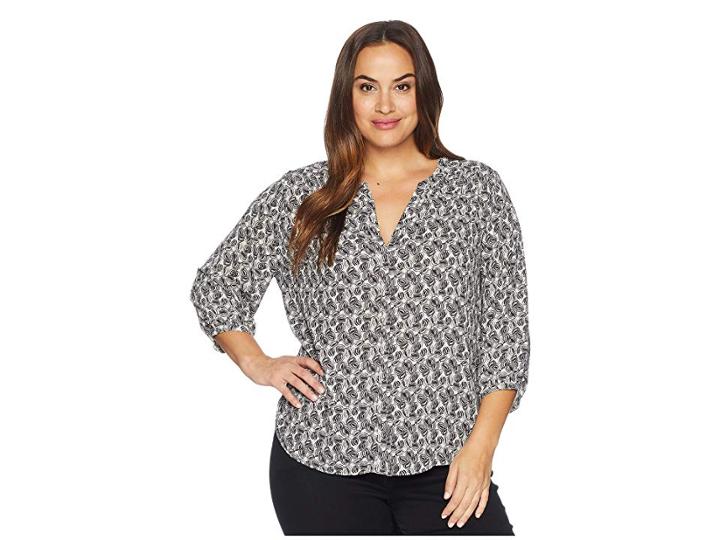 Nydj Plus Size Plus Size Pintuck Blouse (clambake Black) Women's Blouse