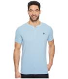 U.s. Polo Assn. Short Sleeve Henley Solid T-shirt (sea Blue Heather) Men's T Shirt
