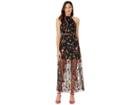 Betsey Johnson Floral Embroidered Maxi Dress (black Multi) Women's Dress