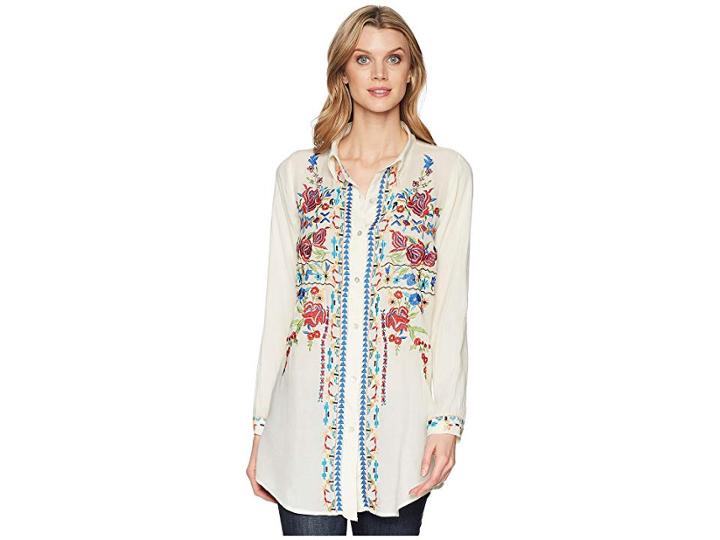 Scully Bailee Sexy Fabric Embroidered Blouse (mushroom) Women's Clothing