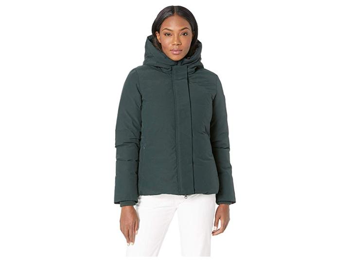 Save The Duck Short Coat With Faux Fur (green/black) Women's Coat