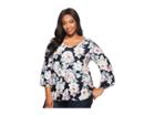Karen Kane Plus Plus Size Bell Sleeve Top (floral) Women's Blouse