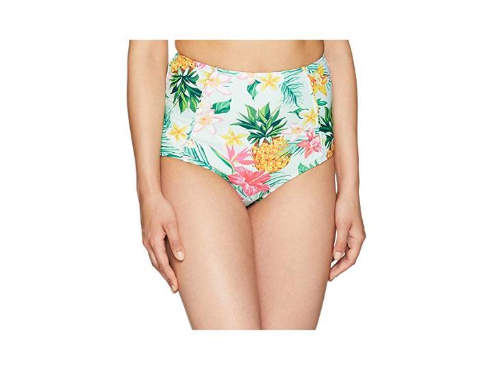 Unique Vintage Phillipa Swim Bottom (mint Tropical Floral) Women's Swimwear