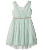 Us Angels Sleeveless Wrap Front Bodice W/ High-low Skirt (big Kids) (teal) Girl's Dress