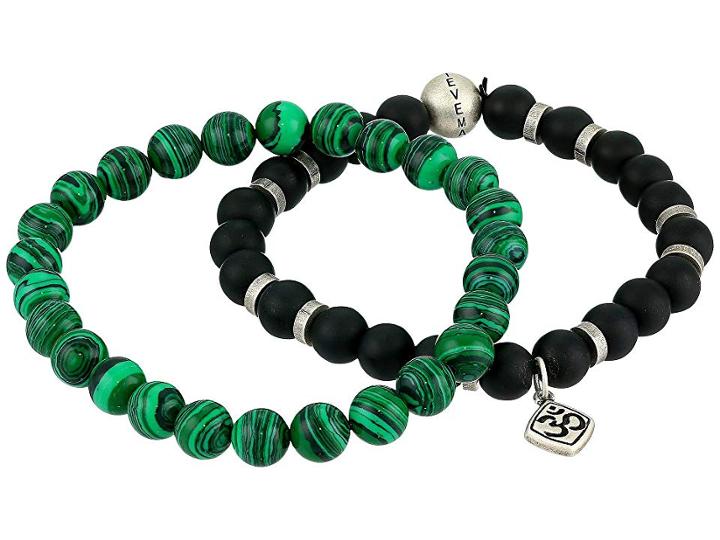 Steve Madden Beaded Bracelet Set With Ohm Charm (green) Bracelet