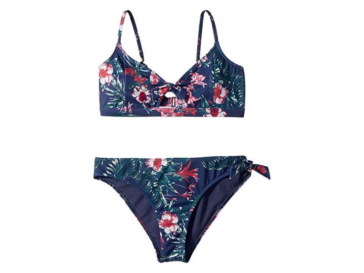 Roxy Kids Surf The Desert Athletic Swim Set (big Kids) (crown Blue Flower Games) Girl's Swimwear Sets