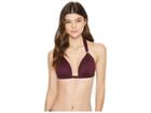Lauren Ralph Lauren Beach Club Solids Molded Cup Slider Top W/ Small Hammered Barette Slider (burgundy) Women's Swimwear