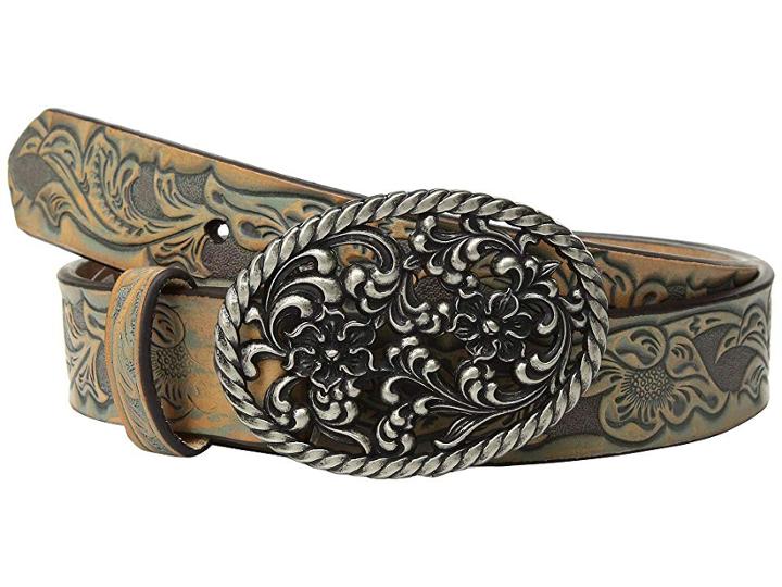 Ariat Floral Scroll With Oval Buckle Belt (multi) Women's Belts