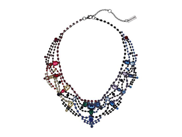 Steve Madden Rainbow Rhinestone Geo Casted Bib Necklace (multi/gunmetal-tone) Necklace