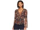 Bcbgeneration Print Mix Bell Sleeve Top (black Multi) Women's Clothing