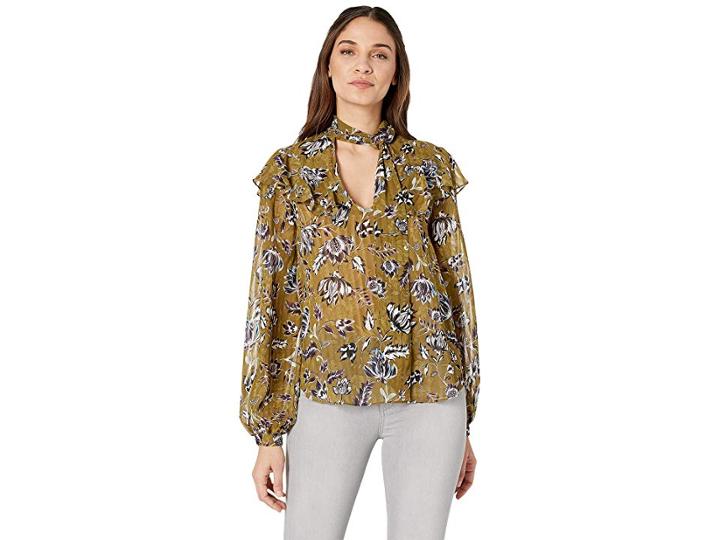 Bcbgmaxazria Long Sleeve Floral Ruffle Blouse (liberty Floral-bro) Women's Clothing