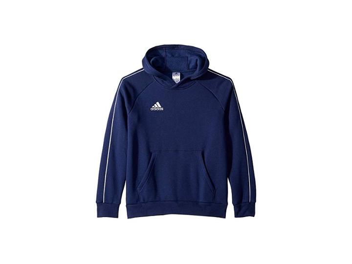 Adidas Kids Core 18 Hoodie (little Kids/big Kids) (dark Blue/white) Boy's Sweatshirt