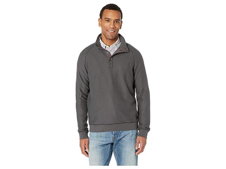 Tommy Bahama Seacoast Snap Mock Neck Sweater (onyx) Men's Long Sleeve Pullover