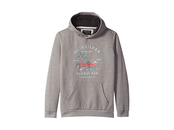 Quiksilver Kids Banzai Bar Hoodie (big Kids) (medium Grey Heather) Boy's Sweatshirt