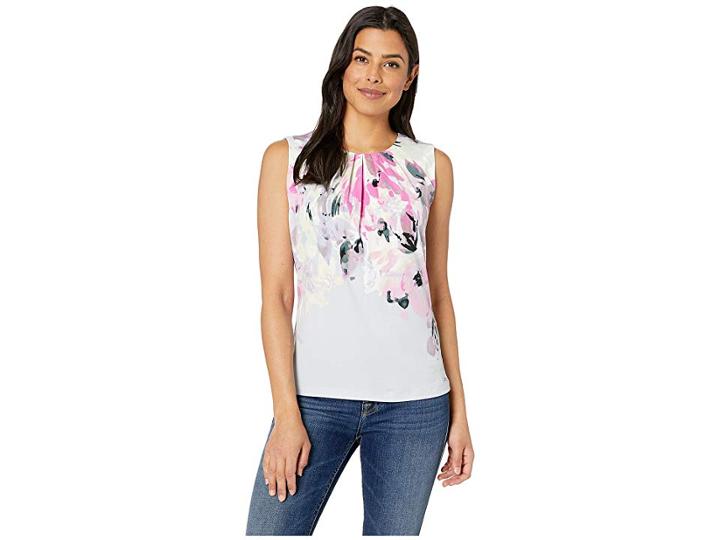 Calvin Klein Pleat Neck Cami (opal Multi) Women's Clothing