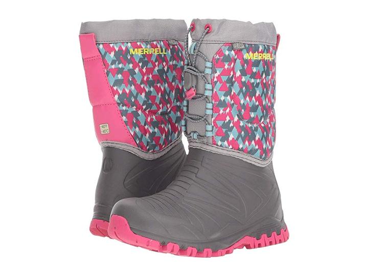 Merrell Kids Snow Quest Lite Waterproof (little Kid) (grey/print) Girls Shoes