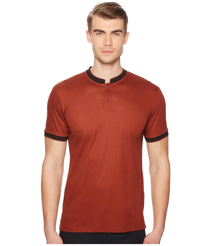 The Kooples Polo With Stand-up Officer Collar (orange) Men's T Shirt