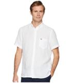 Lacoste Short Sleeve Solid Linen Button Down Collar Regular (white) Men's Short Sleeve Button Up