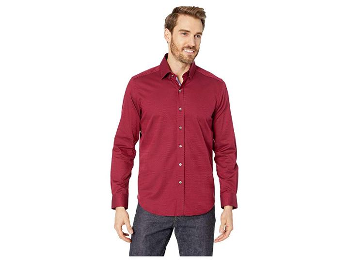 Robert Graham Callowhill Tailored Fit Sports Shirt (burgundy) Men's Clothing