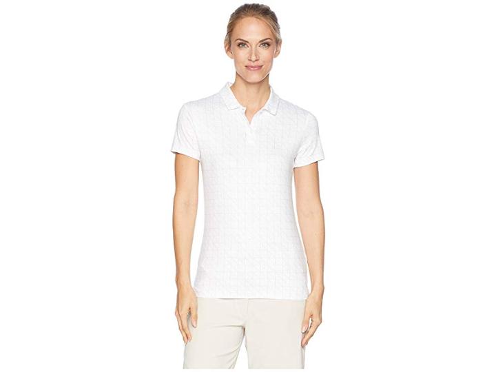 Nike Golf Dry Printed Short Sleeve Polo (white/atmosphere Grey/flint Silver) Women's Clothing