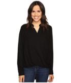Splendid Surplice Top (black) Women's Long Sleeve Pullover