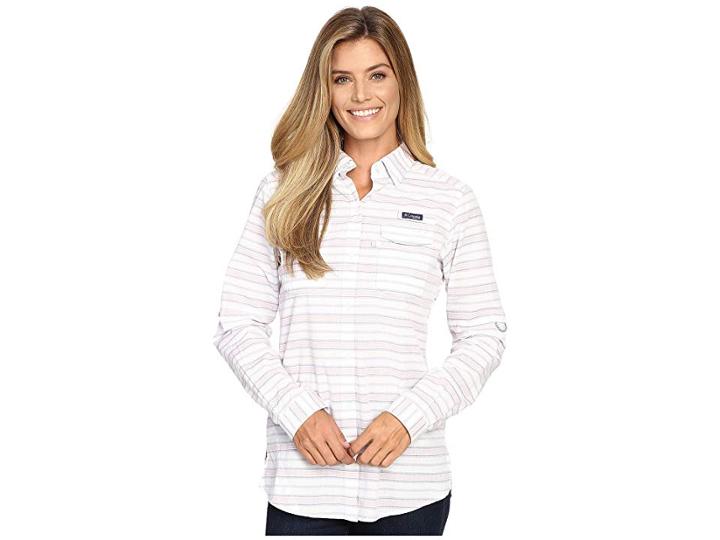 Columbia Super Boneheadtm Ii L/s Shirt (bluebell Stripe) Women's Long Sleeve Button Up
