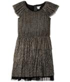 Little Marc Jacobs Pleaded Lurex Details Short Sleeve Dress (big Kids) (noir/dore) Girl's Dress