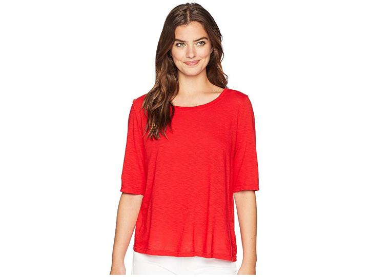 Michael Stars Supima(r) Cotton Slub Elbow Sleeve Swing Tee (salsa) Women's T Shirt