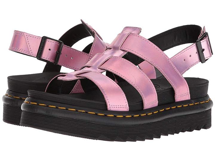 Dr. Martens Iced Metallic Yelena (mallow Pink Reflective Metallic Leather) Women's Sandals