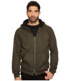 John Varvatos Star U.s.a. Knit Hoodie With Sherpa Lined Hood And Elbow Patches (olive Branch) Men's Sweatshirt