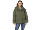 Two By Vince Camuto Matte Long Sleeve Hooded Quilted Puffer Jacket (rich Olive) Women's Coat