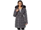 Via Spiga 3/4 Long Hooded Puffer (steel) Women's Coat