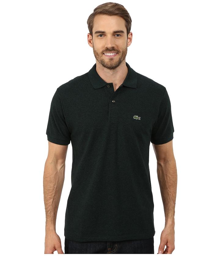 Lacoste Short Sleeve Classic Fit Chine Pique Polo Shirt (pin Mouline) Men's Short Sleeve Pullover