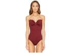 Kate Spade New York Core Solids #79 Scalloped Bandeau One-piece W/ Removable Soft Cups Straps (sumac) Women's Swimsuits One Piece