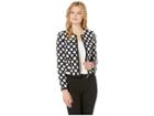 Tahari By Asl Polka Dot Long Sleeve Jacket With Zipper (black/ivory) Women's Clothing