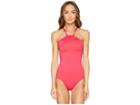 Kate Spade New York Core Solids #79 Scalloped High Neck One-piece W/ Removable Soft Cups (tagine Pink) Women's Swimsuits One Piece