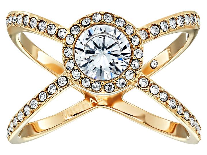 Michael Kors Mixed Shape Cz Pave X Ring (gold) Ring