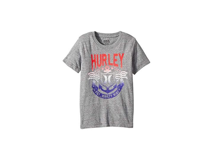 Hurley Kids Anchor Usa Tee (little Kids) (carbon Snow) Boy's T Shirt