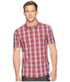 John Varvatos Star U.s.a. Short Sleeve Shirt With Chest Pockets W519u1b (crimson) Men's Clothing