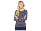 Joules Harbour Embroidered Jersey Top (french Navy Embroidered Stripe) Women's Clothing